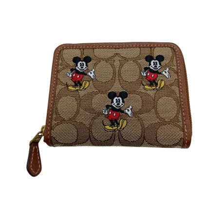  COACH コーチ スモール ジップアラウンドウォレット ミッキーマウス プリント 財布 CN035 ブラウン