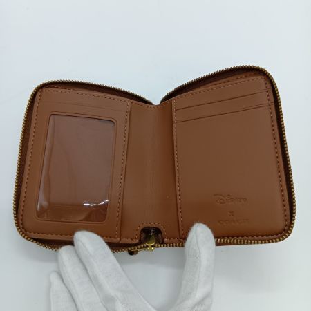  COACH コーチ スモール ジップアラウンドウォレット ミッキーマウス プリント 財布 CN035 ブラウン