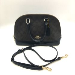 ◎◎ COACH コーチ 2WAYバッグ COACH シグネチャー  F27588 ブラック×ブラウン Bランク