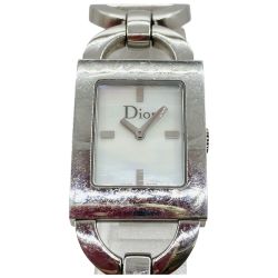 ◎◎ Christian Dior クリスチャンディオール スクエア ピンクシェル文字盤 レディース クォーツ 腕時計 キズ有 D78-109 Cランク