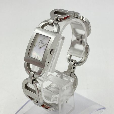  Christian Dior クリスチャンディオール スクエア ピンクシェル文字盤 レディース クォーツ 腕時計 キズ有 D78-109