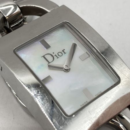  Christian Dior クリスチャンディオール スクエア ピンクシェル文字盤 レディース クォーツ 腕時計 キズ有 D78-109