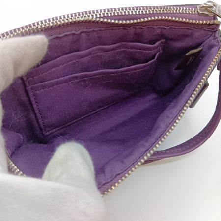  COACH コーチ ダブル コーナー ジップ リストレット シグネチャー キャンバス ポーチ F87591 ベージュ