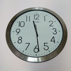  SEIKO セイコー 防湿・防塵型 掛け時計 クオーツ KH407S シルバー x ホワイト 動作確認済 Bランク