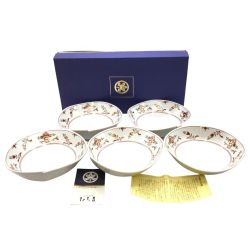 ◎◎ たつ吉 赤絵花文 変形皿 中鉢 煮物鉢 5枚セット 箱付き Aランク