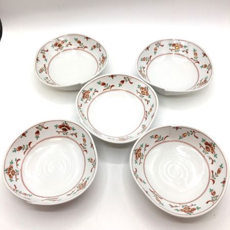  たつ吉 赤絵花文 変形皿 中鉢 煮物鉢 5枚セット 箱付き