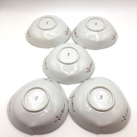  たつ吉 赤絵花文 変形皿 中鉢 煮物鉢 5枚セット 箱付き