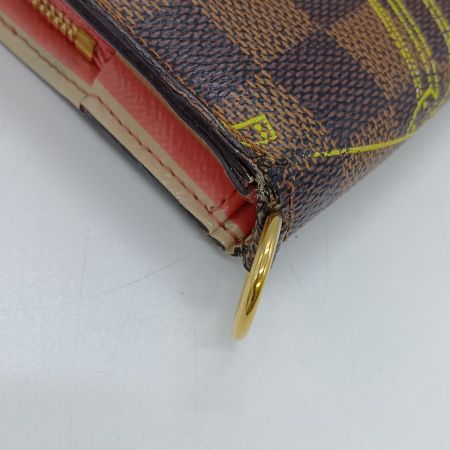  LOUIS VUITTON ルイヴィトン ダミエ ポルトフォイユ・アンソリット 長財布 Ｎ63025 ブラウン イニシャル有