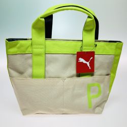 ◎◎ PUMA プーマ PCL ラウンド トートバッグ ベージュxグリーン 090895 03 Aランク