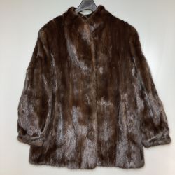 ◎◎  毛皮 ミンク ハーフコート レディース サイズ11 中生地汚れ有 ブラウン Cランク