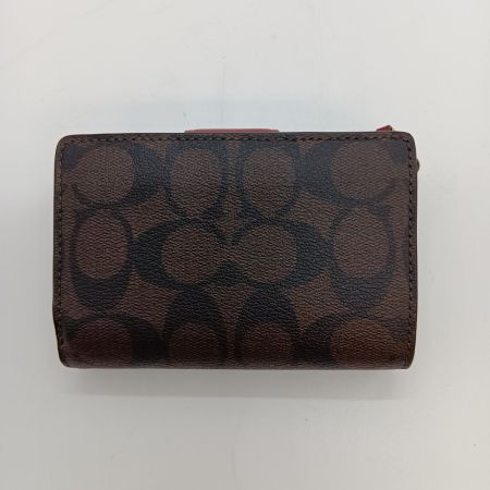  COACH コーチ ミディアム コーナー ジップ ウォレット シグネチャー 2つ折り財布 C0082 ブラウン