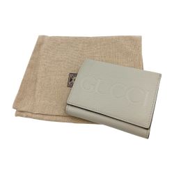 ◎◎ GUCCI グッチ エンボスロゴ ミニウォレット 3つ折り財布 731694 アイボリー Bランク