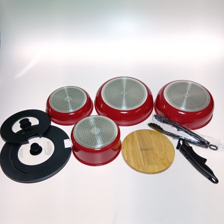  THERMOS サーモス 取っ手のとれるフライパン 9点セット KSA-9A-R レッド