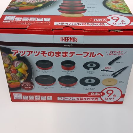  THERMOS サーモス 取っ手のとれるフライパン 9点セット KSA-9A-R レッド