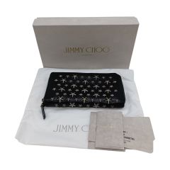  JIMMY CHOO ジミーチュウ ラウンドファスナー 長財布 スタースタッズ 箱付 J000049527001 ブラック Cランク