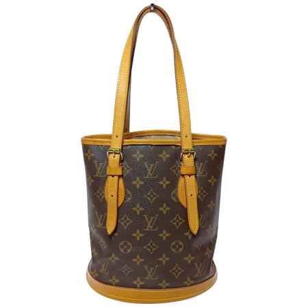  LOUIS VUITTON ルイヴィトン モノグラム プチ・バケット トートバッグ M42238 ブラウン ポーチ欠品 べたつき有