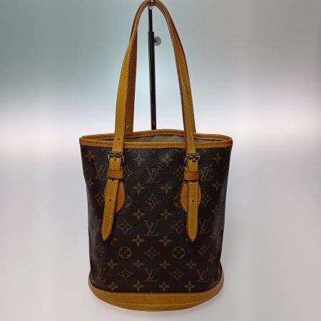  LOUIS VUITTON ルイヴィトン モノグラム プチ・バケット トートバッグ M42238 ブラウン ポーチ欠品 べたつき有