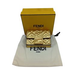 ◎◎ FENDI フェンディ ズッカ コンパクトウォレット 3つ折り財布 8M0395 ゴールド Bランク