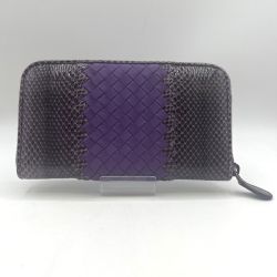 ◎◎ BOTTEGA VENETA ボッテガヴェネタ イントレチャート パイソン 財布 SG3594B パープル Cランク