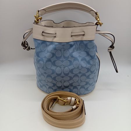  COACH コーチ シグネチャー フィールドバケット 2WAY ショルダーバッグ 巾着 C4693 スカイブルー