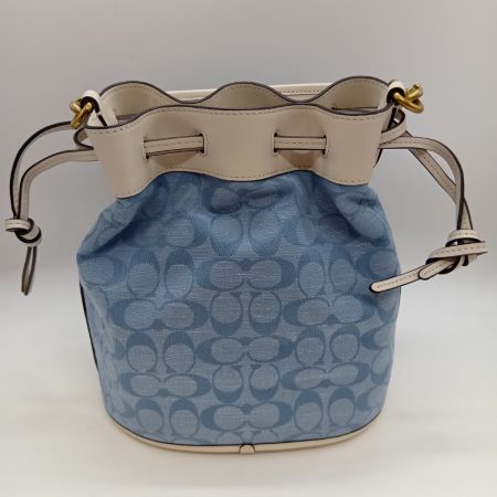  COACH コーチ シグネチャー フィールドバケット 2WAY ショルダーバッグ 巾着 C4693 スカイブルー