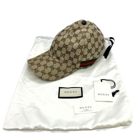  GUCCI グッチ ウェブ ストライプ付き GGキャンバス ベースボールキャップ ブラウン