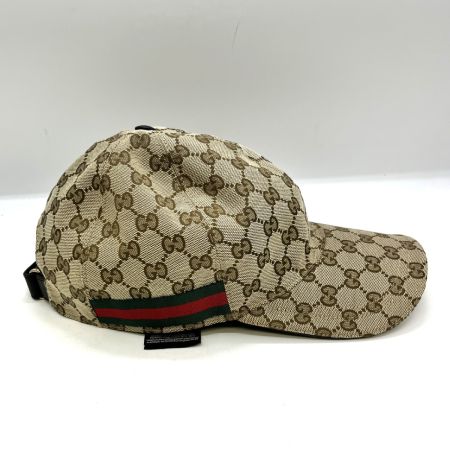  GUCCI グッチ ウェブ ストライプ付き GGキャンバス ベースボールキャップ ブラウン