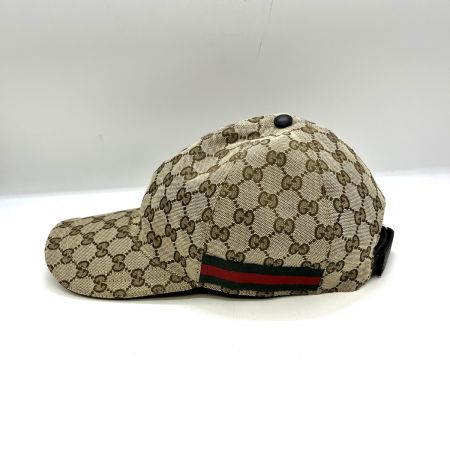  GUCCI グッチ ウェブ ストライプ付き GGキャンバス ベースボールキャップ ブラウン