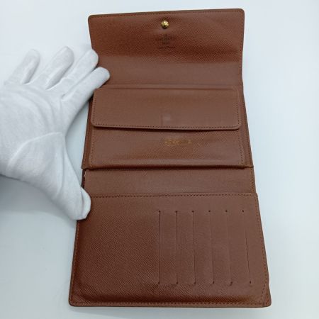  LOUIS VUITTON ルイヴィトン モノグラム ポルトトレゾール・エテュイ パピエ 3つ折り財布 M61202 ブラウン