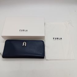 ◎◎ FURLA フルラ 長財布 ラウンドファスナー WP00161 ネイビー 箱・布袋付 Bランク