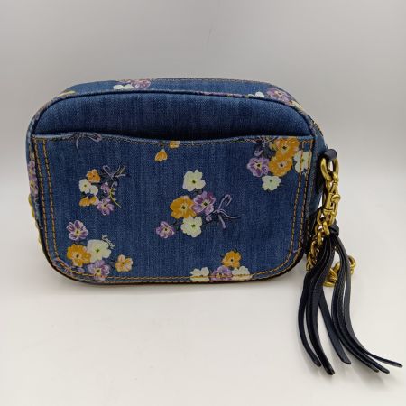  COACH コーチ ショルダーバッグ カメラバッグ デニム フローラル タッセル 68226 ブルー