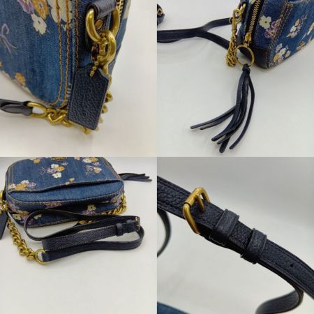  COACH コーチ ショルダーバッグ カメラバッグ デニム フローラル タッセル 68226 ブルー