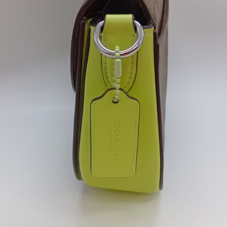  COACH コーチ シグネチャー モーガン サドルバッグ ショルダーバッグ CJ615 ブラウン x イエローグリーン