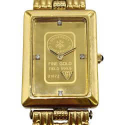 ◎◎ UNIVERSITY ユニバーシティ 9-02026 クォーツ 腕時計 4Pダイヤ FINE GOLD 999.9 キズ多 9-02026 Cランク