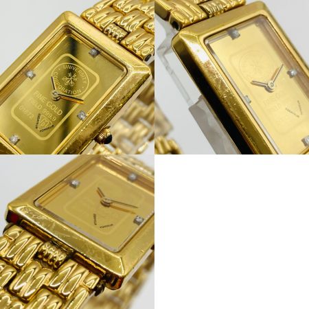  UNIVERSITY ユニバーシティ 9-02026 クォーツ 腕時計 4Pダイヤ FINE GOLD 999.9 キズ多 9-02026