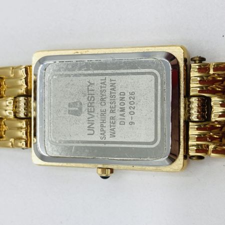  UNIVERSITY ユニバーシティ 9-02026 クォーツ 腕時計 4Pダイヤ FINE GOLD 999.9 キズ多 9-02026