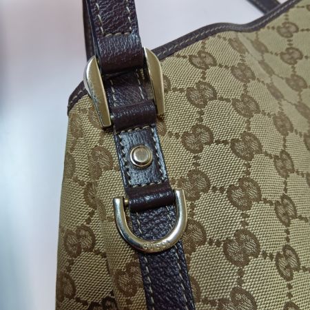  GUCCI グッチ GGキャンパス トートバッグ 130736 ベージュ x ブラウン