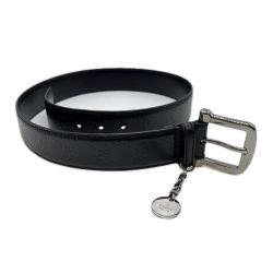 ◎◎ GUCCI グッチ GG柄 シマ レザー メンズ ベルト チャーム付き ブラック Bランク