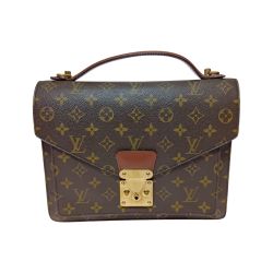 ◎◎ LOUIS VUITTON ルイヴィトン モノグラム モンソー ビジネスバッグ M51185 ブラウン ストラップ欠品 ポケット中ベタつき有 Cランク
