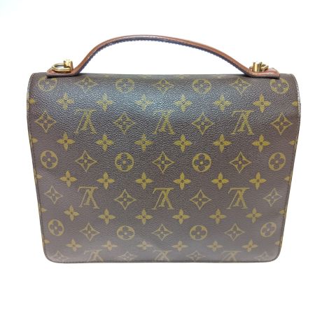  LOUIS VUITTON ルイヴィトン モノグラム モンソー ビジネスバッグ M51185 ブラウン ストラップ欠品 ポケット中ベタつき有