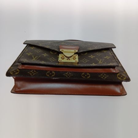  LOUIS VUITTON ルイヴィトン モノグラム モンソー ビジネスバッグ M51185 ブラウン ストラップ欠品 ポケット中ベタつき有