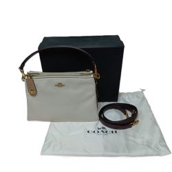 ◎◎ COACH コーチ 2WAYバッグ ダブルジップ ショルダーバッグ カラーブロック C0698 ホワイト 箱・布袋付 Bランク