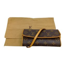 ◎◎ LOUIS VUITTON ルイヴィトン モノグラム ポシェットツインPM ショルダーバッグ M51854 ブラウン Bランク