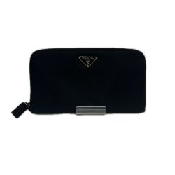 PRADA プラダ ラウンドファスナー財布 キズ.ヨゴレ.使用感有 ブラック Cランク