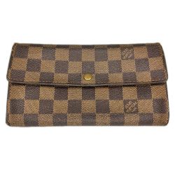 LOUIS VUITTON ルイヴィトン ダミエ ポルトフォイユ・サラ 長財布 N61734 ブラウン ボタン緩み有 Cランク