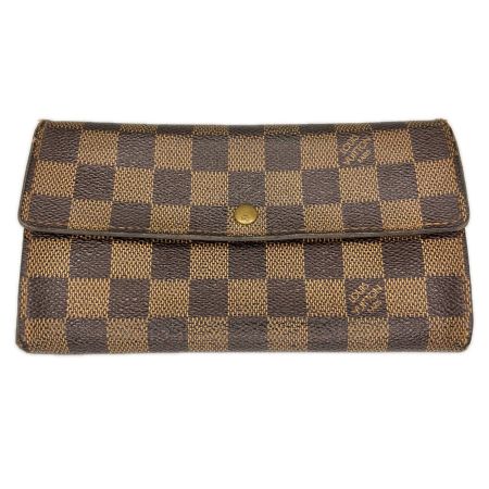 LOUIS VUITTON ルイヴィトン ダミエ ポルトフォイユ・サラ 長財布 N61734 ブラウン ボタン緩み有