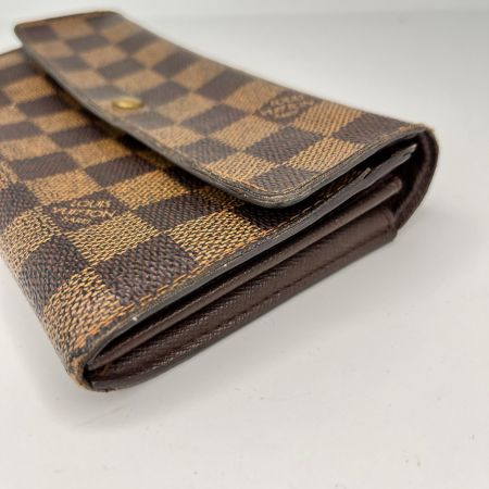 LOUIS VUITTON ルイヴィトン ダミエ ポルトフォイユ・サラ 長財布 N61734 ブラウン ボタン緩み有