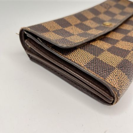 LOUIS VUITTON ルイヴィトン ダミエ ポルトフォイユ・サラ 長財布 N61734 ブラウン ボタン緩み有