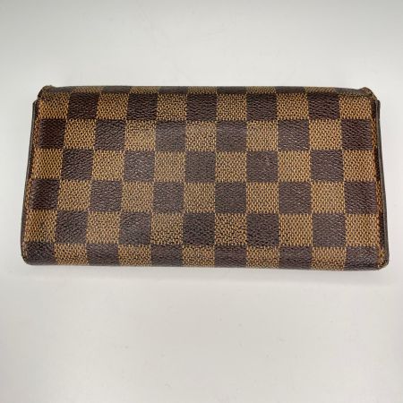 LOUIS VUITTON ルイヴィトン ダミエ ポルトフォイユ・サラ 長財布 N61734 ブラウン ボタン緩み有
