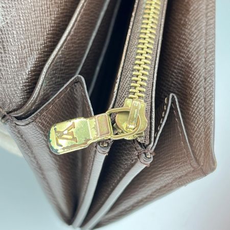LOUIS VUITTON ルイヴィトン ダミエ ポルトフォイユ・サラ 長財布 N61734 ブラウン ボタン緩み有